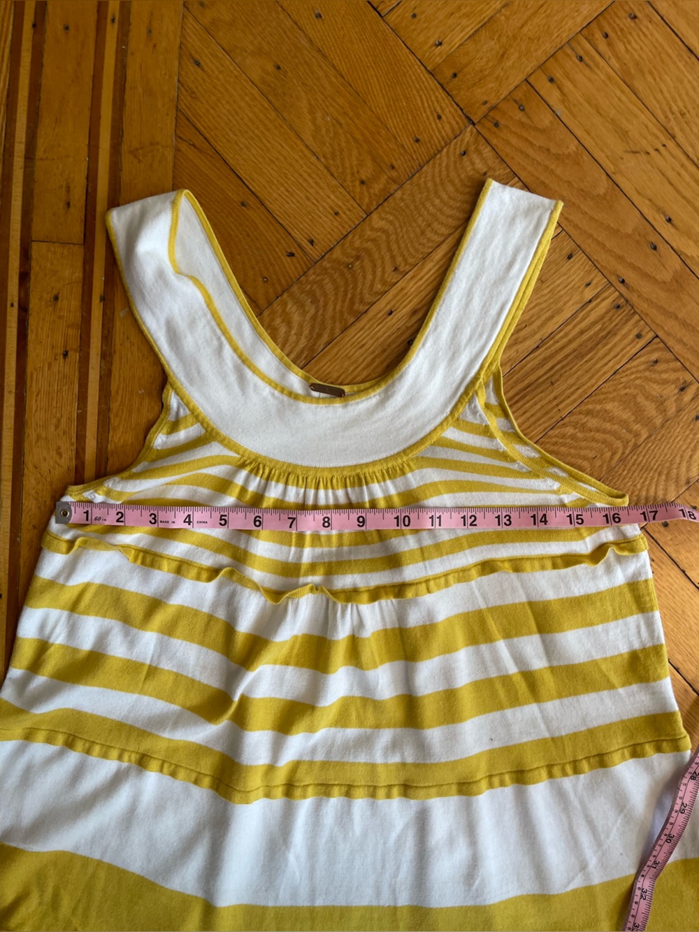 Free People Yellow and White Striped Sleeveless Tunic Top - Picture 5 of 7